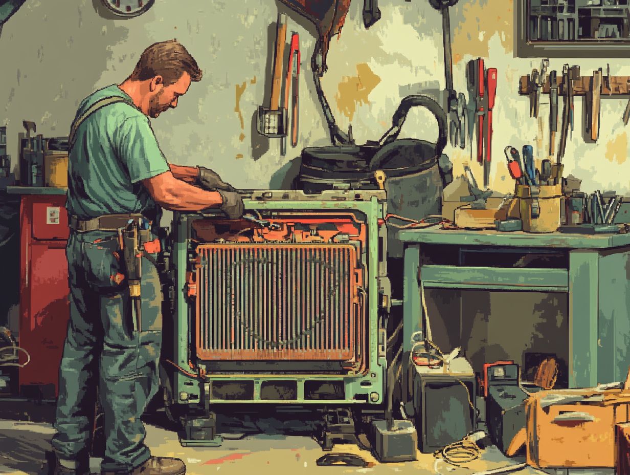 Diagram showing common radiator issues and fixes.