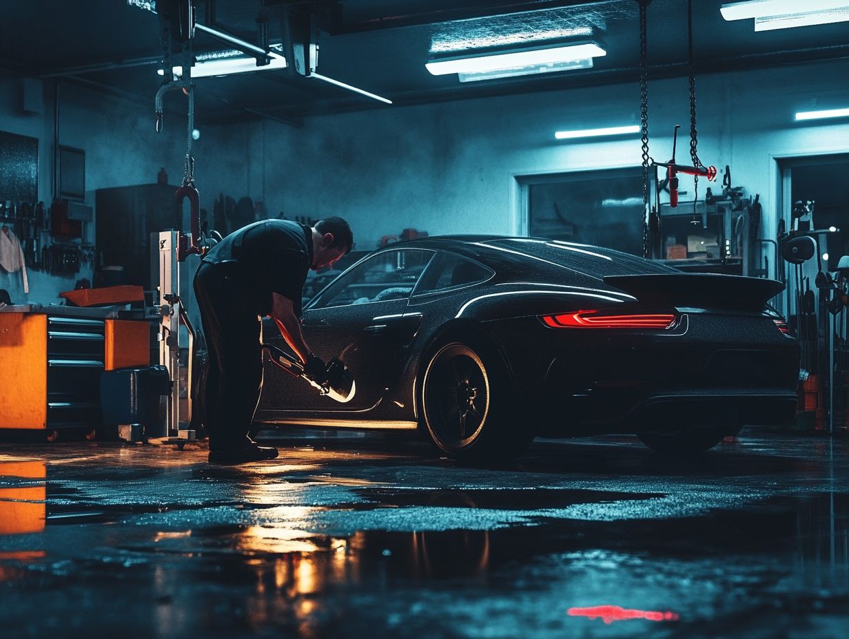 A mechanic inspecting a car for repairs