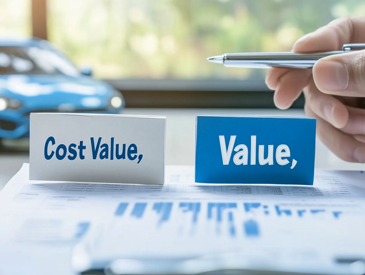 Graphic illustrating Frequently Asked Questions about car cost vs value analysis