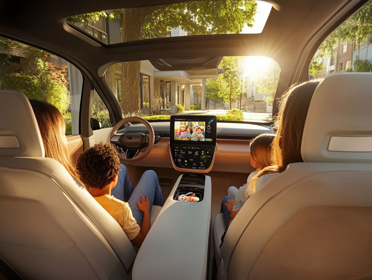 A family enjoying the view through a panoramic sunroof on a scenic drive.