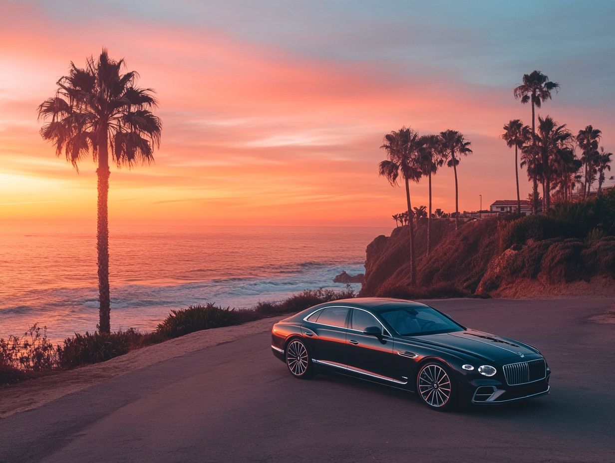 The stylish and luxurious Jaguar XJ parked elegantly against a scenic backdrop.