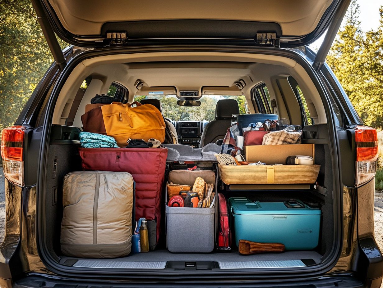 Graphic displaying frequently asked questions about SUV storage features