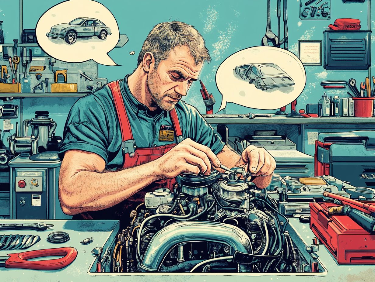 Illustration depicting common vehicle repair myths