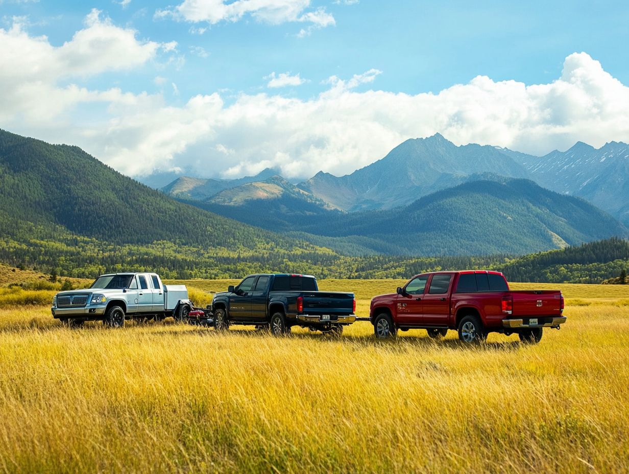 Comparison of towing capacities in popular pickup trucks.