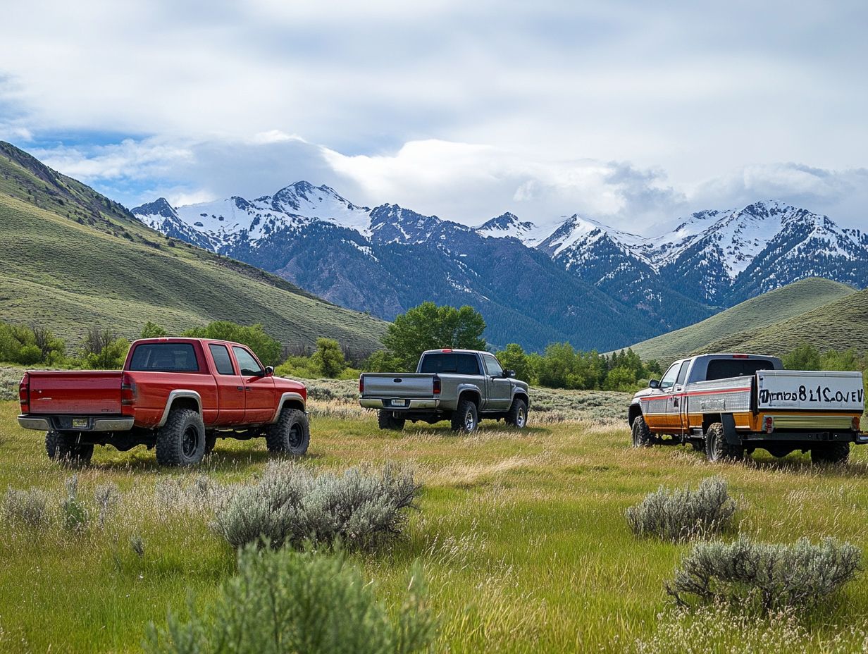 Comparison of towing capacities in different pickup trucks