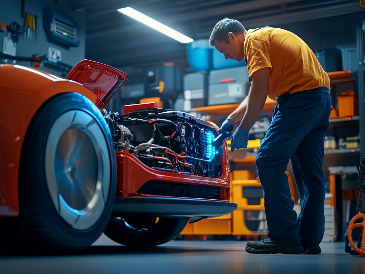 An electric vehicle being serviced.