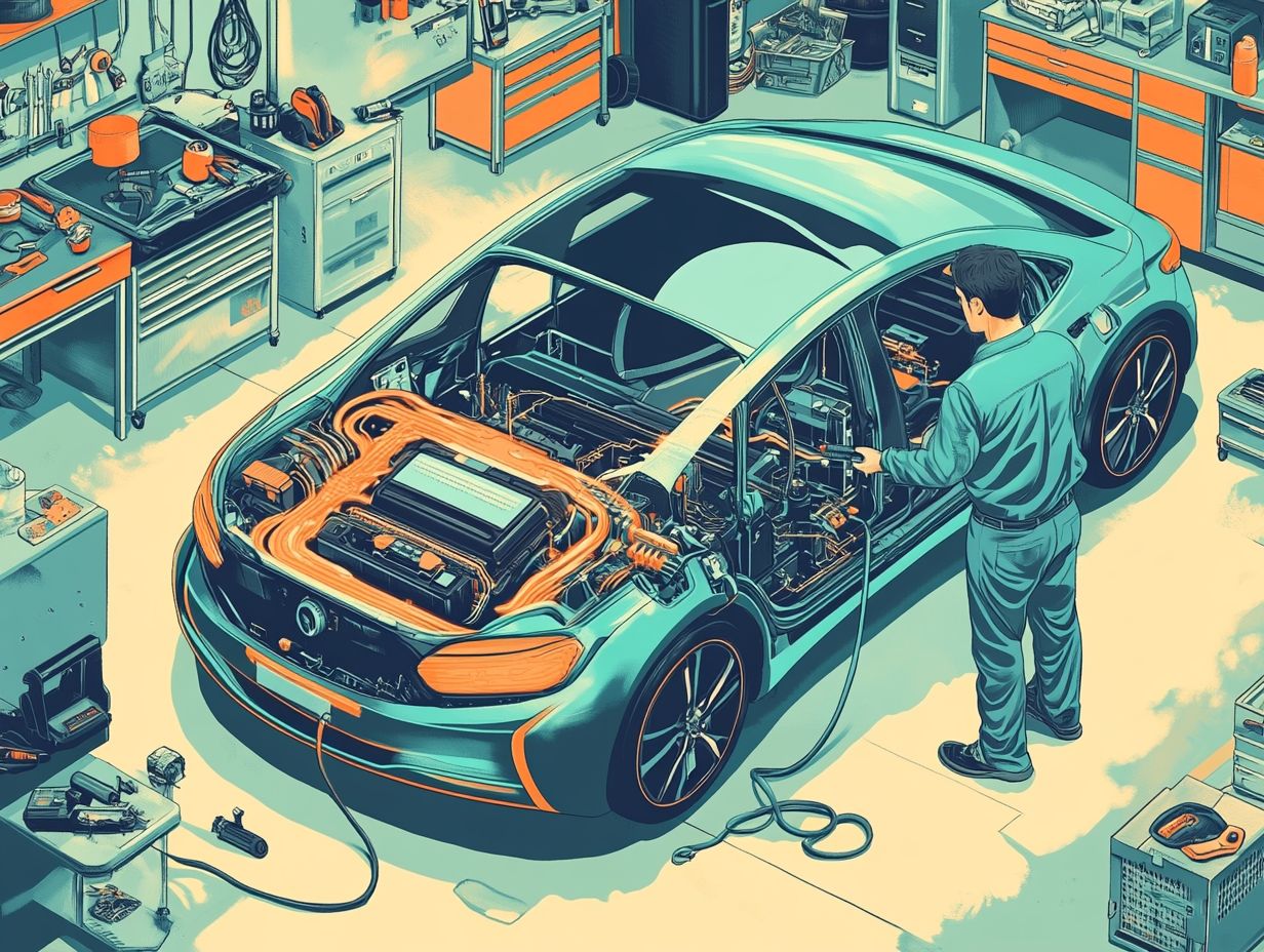 Visual summary of key maintenance takeaways for electric vehicles.