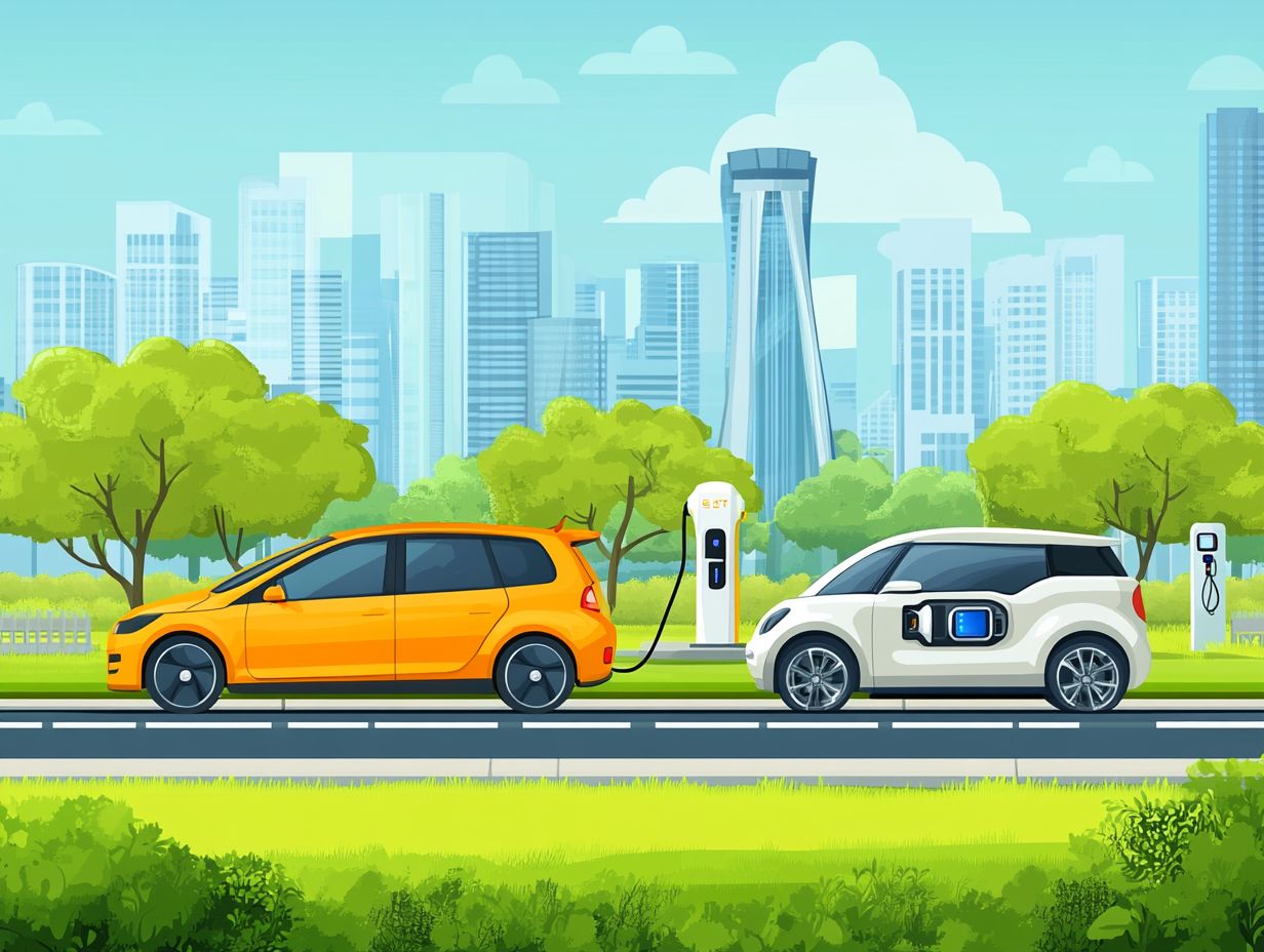 Illustration of Hybrid vs. Electric Vehicle Features