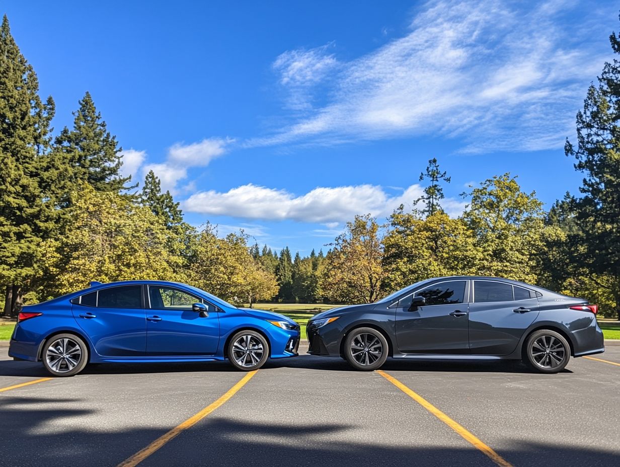 Comparison image showing key features of hatchbacks vs. sedans