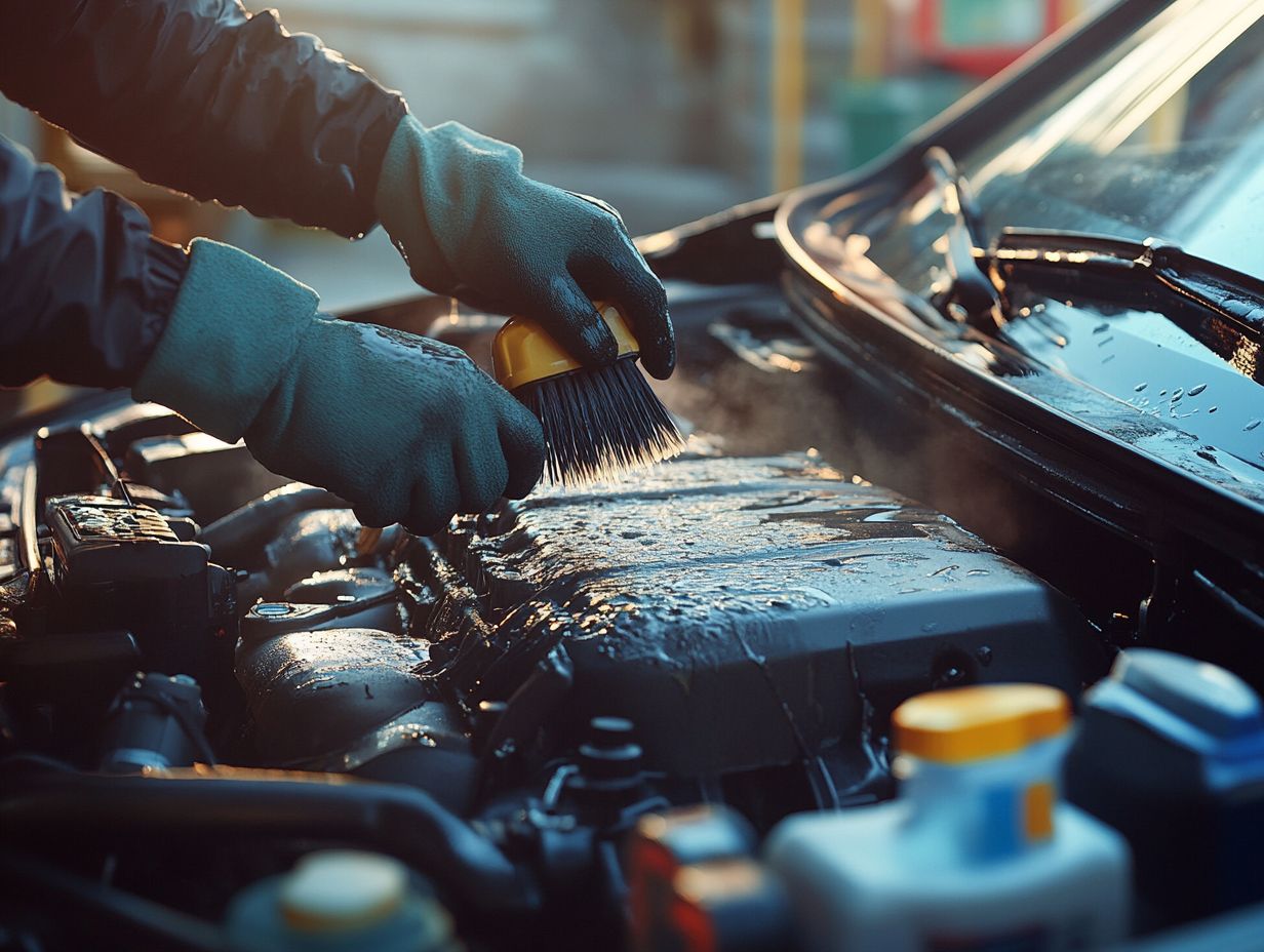 Visual guide to engine bay cleaning key takeaways.