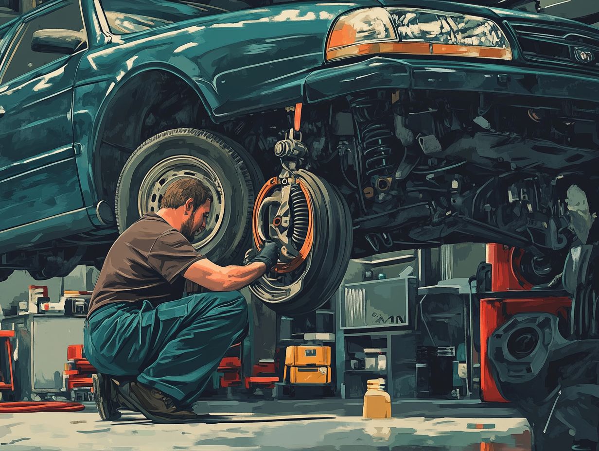 Illustration of car suspension system maintenance