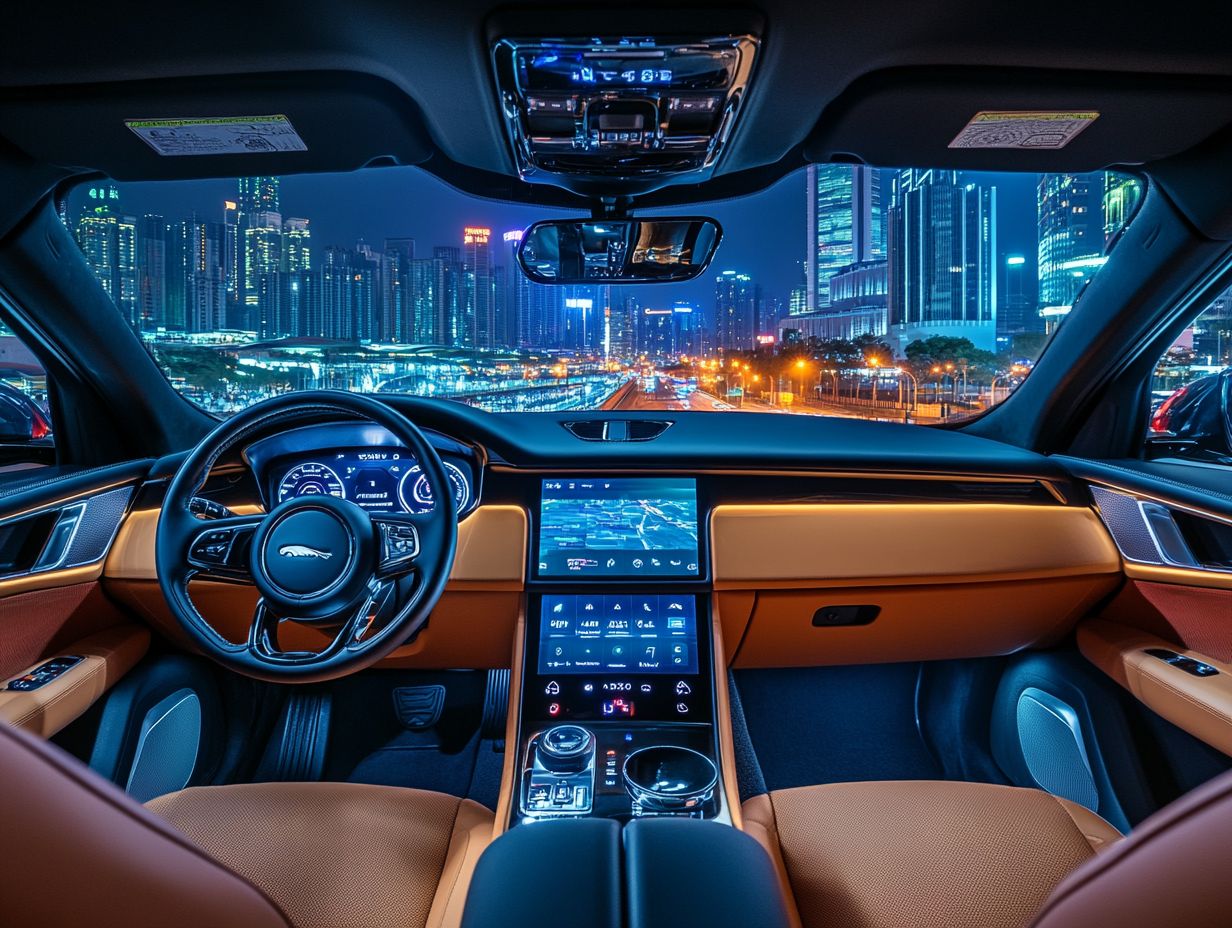 Luxury car showcasing entertainment options and seamless connectivity