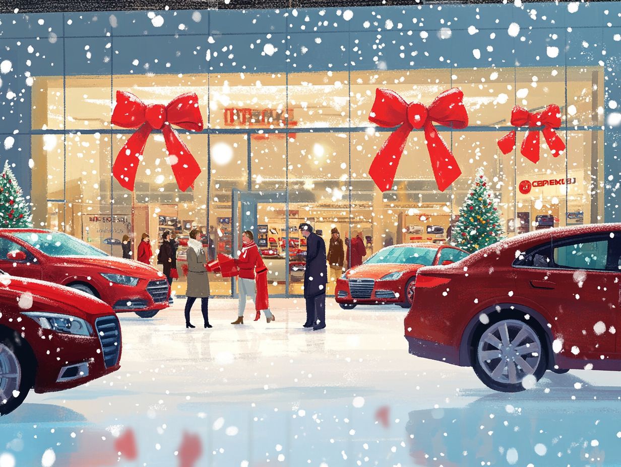 Visual summary of key benefits of buying a car during holiday sales