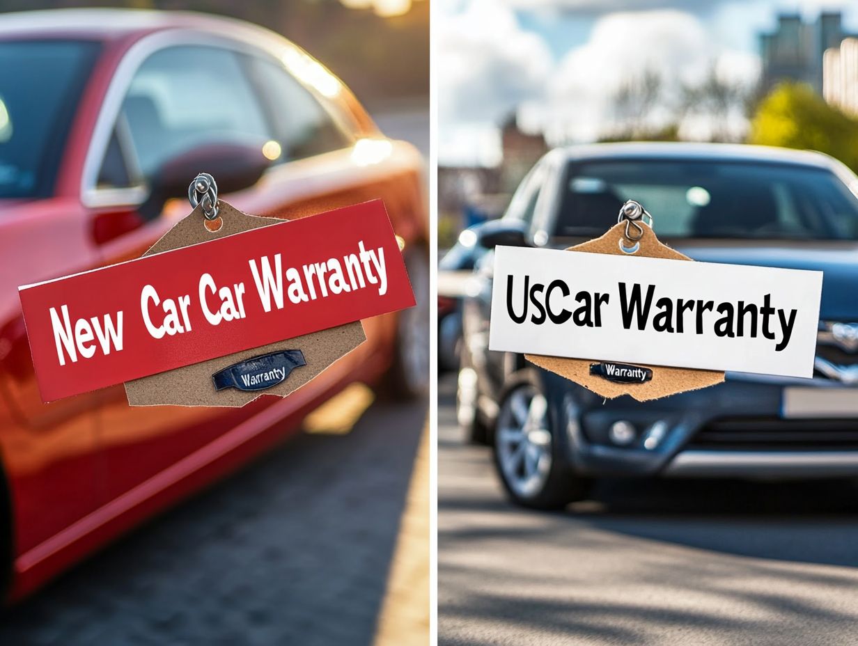 Visual comparison of new and used car warranties