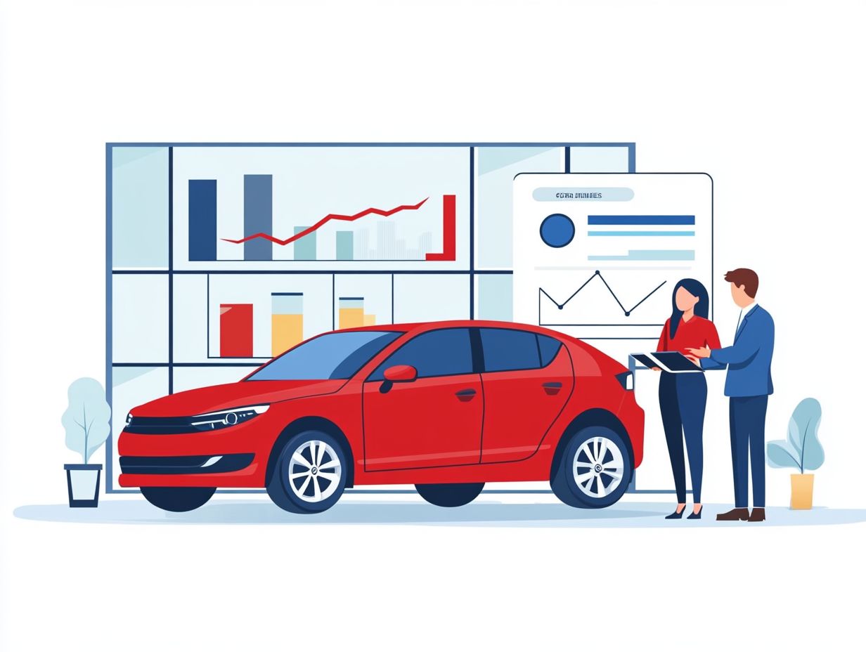 Impact of interest rates on new car loans infographic.