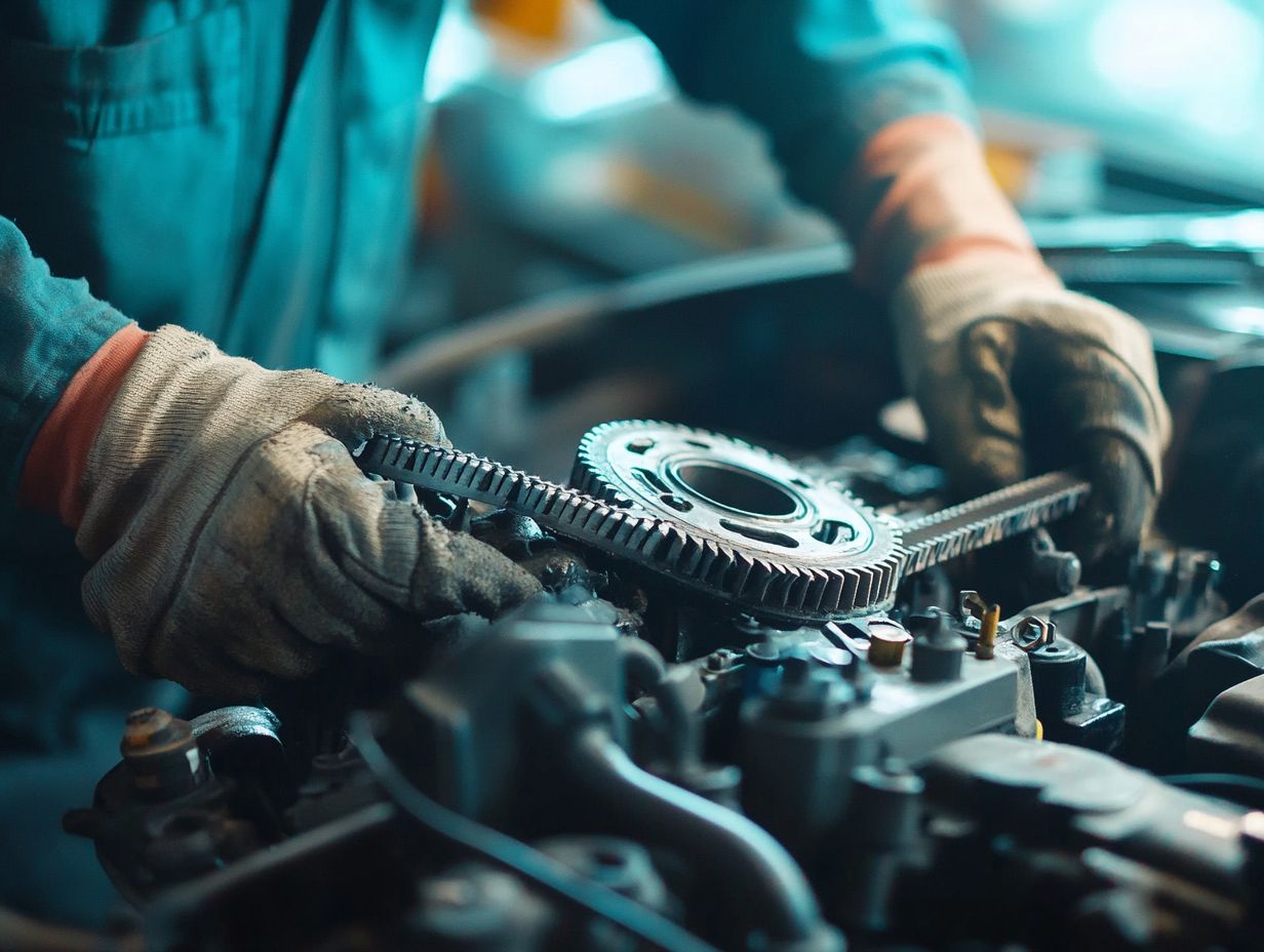 Diagram showing timing belt function in a vehicle engine