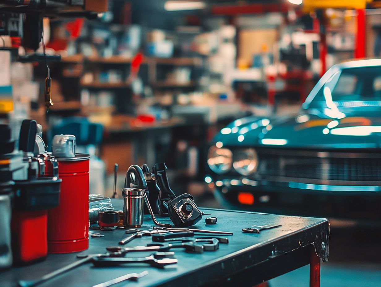 A technician checking car headlights and taillights for functionality.