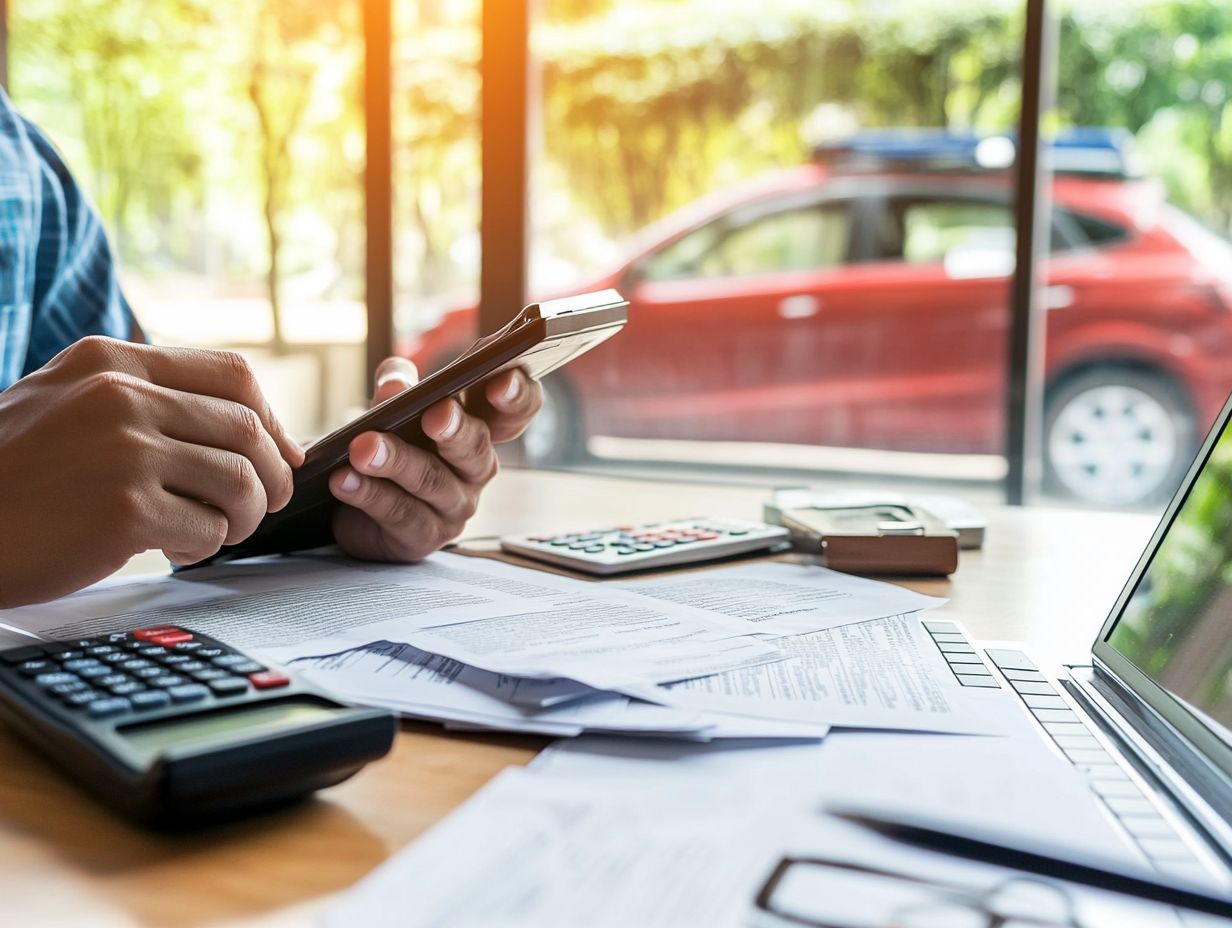 A person negotiating with lenders and dealers for used car financing.