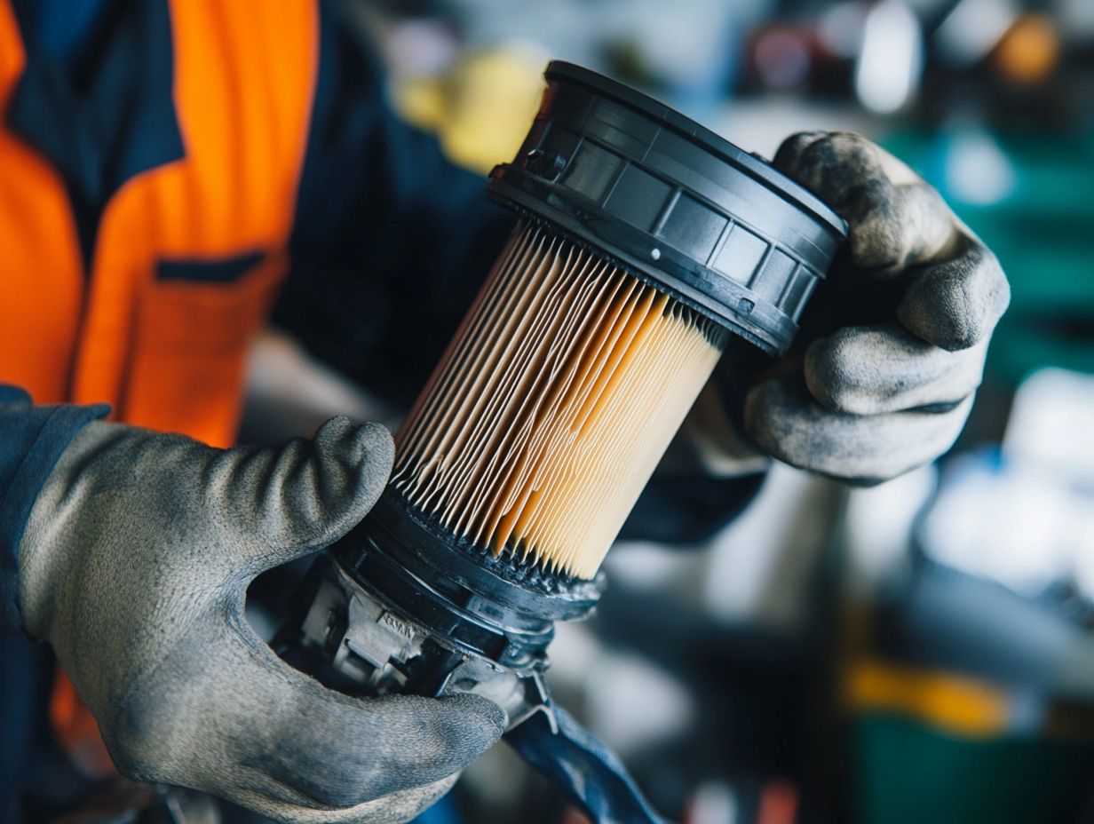 A technician replacing a fuel filter