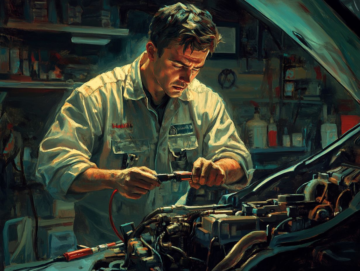 A mechanic inspecting a car to diagnose weird noise issues