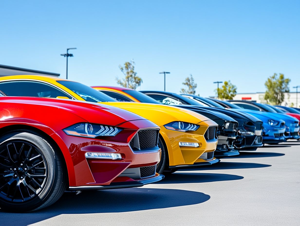 A selection of personalized car color options